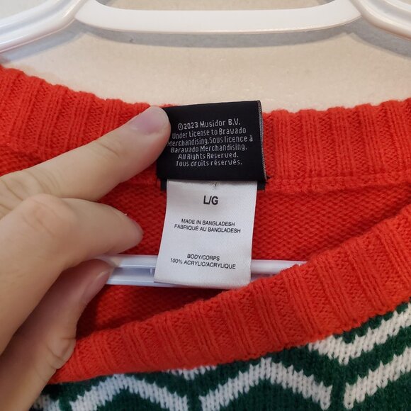 The Rolling Stones Ugly Christmas Sweater Knit Sweater Red Size L - Picture 5 of 5